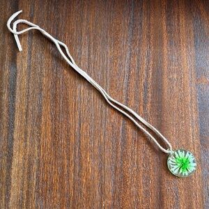 Green Pendant Necklace on Leather Cord